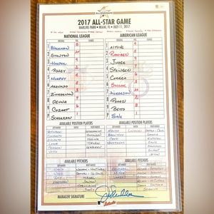 Joe Maddon Chicago Cubs Signed 2017 All Star Game Lineup 2016 World Series —MLB